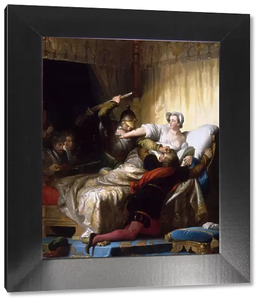 Scene in the bedroom of Marguerite de Valois during the St. Bartholomews Day massacre, 1836