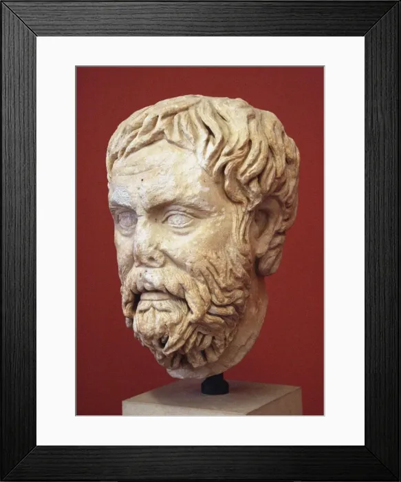 Framed Print : Head of Pyrrho of Elis (Roman copy from a Greek Original) Framed Print : Head of Pyrrho of Elis (Roman copy from a Greek Original)