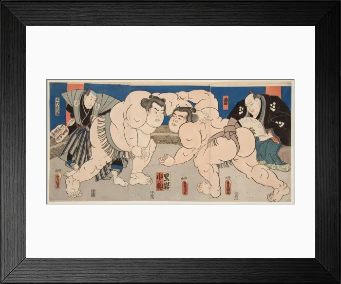 Framed Print : Wrestling match Koyanagi vs Kuroiwa, 1850 Framed Print : Wrestling match Koyanagi vs Kuroiwa, 1850