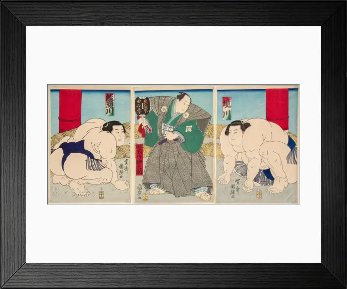 Framed Print : Wrestling match Shakaigawa vs Ayasemawa, 1873 Framed Print : Wrestling match Shakaigawa vs Ayasemawa, 1873