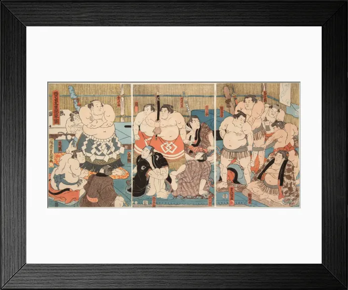 Framed Print : Wrestling match Shitaky Beya vs Hidenoyama, 1850 Framed Print : Wrestling match Shitaky Beya vs Hidenoyama, 1850