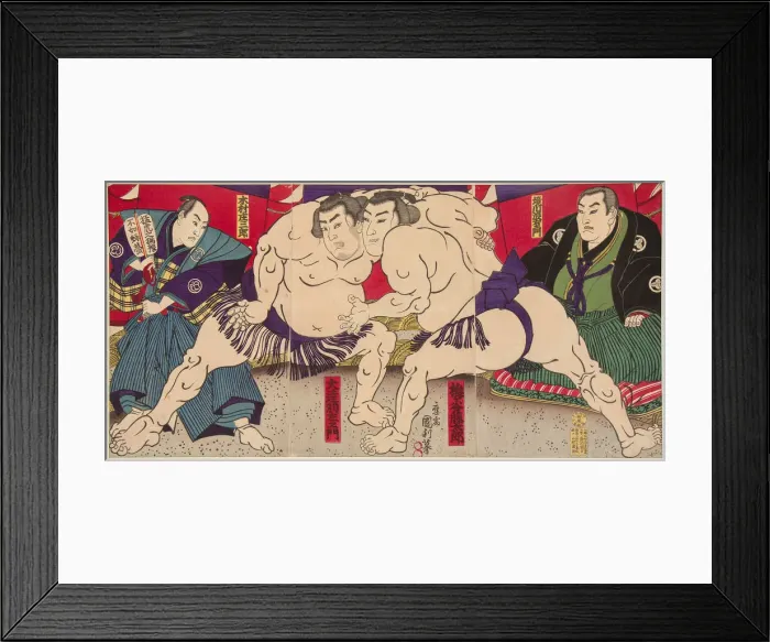 Framed Print : Wrestling match Umegatani Rodachi vs Kimura Shonosuke, ca 1885 Framed Print : Wrestling match Umegatani Rodachi vs Kimura Shonosuke, ca 1885