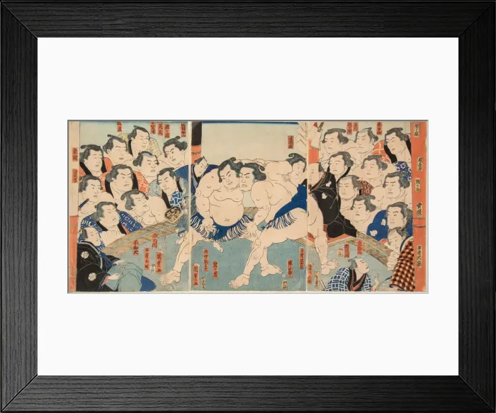 Framed Print : Wrestling match Wahigayama vs Jimmaru, 1861 Framed Print : Wrestling match Wahigayama vs Jimmaru, 1861