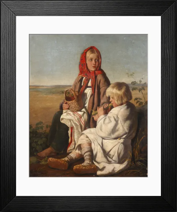 Framed Print : Children in the field, 1860s Framed Print : Children in the field, 1860s