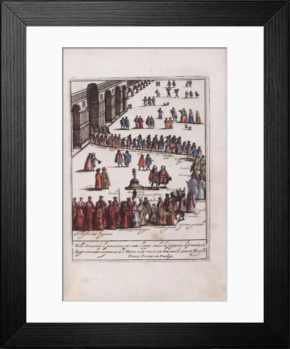 Framed Print : Procession of the Doge and his entourage in the Piazza San Marco in Venice, 1609 Framed Print : Procession of the Doge and his entourage in the Piazza San Marco in Venice, 1609