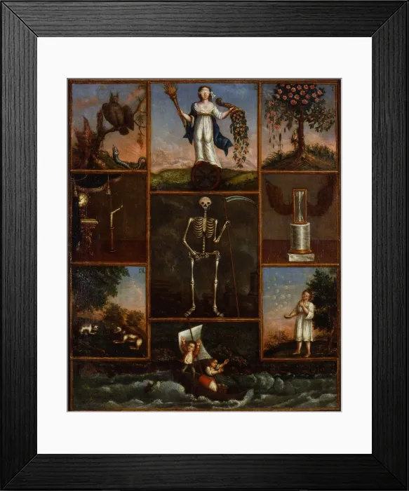 Framed Print : Nine allegorical compositions on the uncertainty of life, Second Half of the 18th cen Framed Print : Nine allegorical compositions on the uncertainty of life, Second Half of the 18th cen