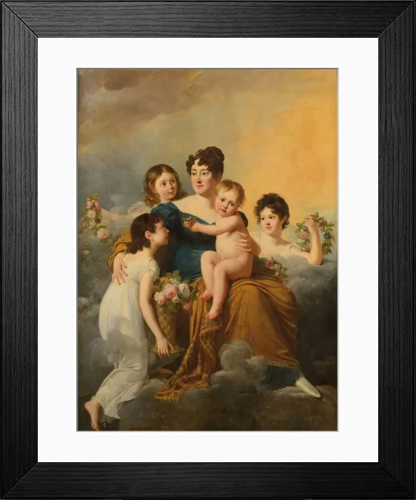 Framed Print : Marquise de Radepont surrounded by her children, 1813