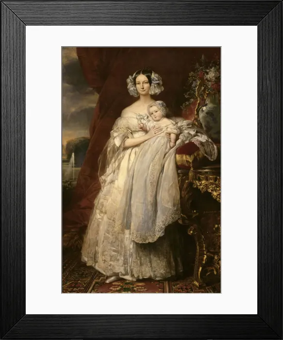 Framed Print : Portrait of Helene of Mecklenburg-Schwerin (1814-1858), Duchess of Orleans with her Framed Print : Portrait of Helene of Mecklenburg-Schwerin (1814-1858), Duchess of Orleans with her
