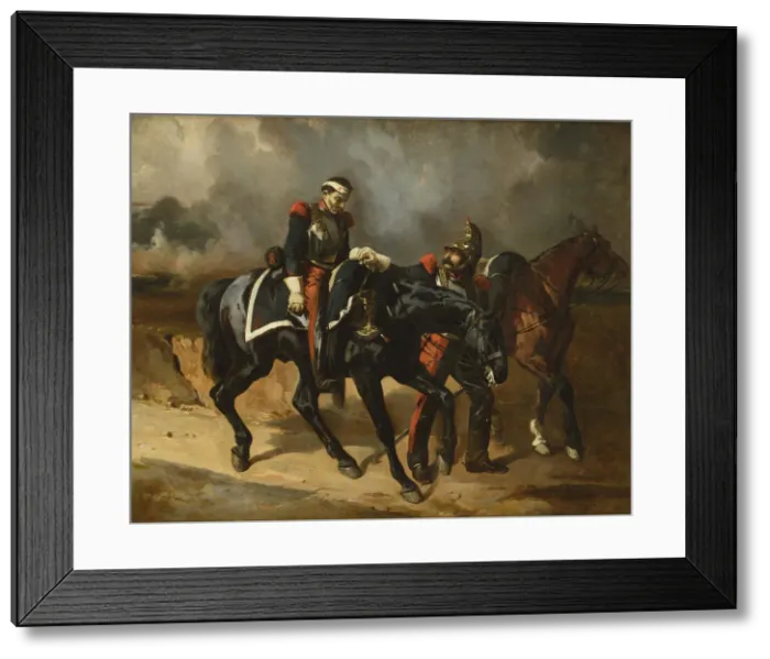 Framed Print : The wounded Cuirassier, 1830s Framed Print : The wounded Cuirassier, 1830s