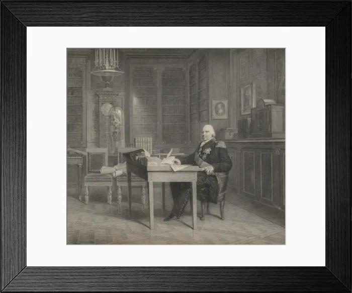 Framed Print : Louis XVIII (1755-1824) in his Study at the Tuileries Framed Print : Louis XVIII (1755-1824) in his Study at the Tuileries