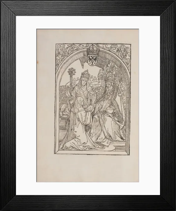 Framed Print : Hrotsvit of Gandersheim presents her Gesta Oddonis to emperor Otto the Great, 1501 Framed Print : Hrotsvit of Gandersheim presents her Gesta Oddonis to emperor Otto the Great, 1501
