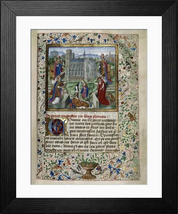 Framed Print : Margaret of York praying in front of the Cathedral of St. Gudula in Brussels, c. 1467-1469 Framed Print : Margaret of York praying in front of the Cathedral of St. Gudula in Brussels, c. 1467-1469
