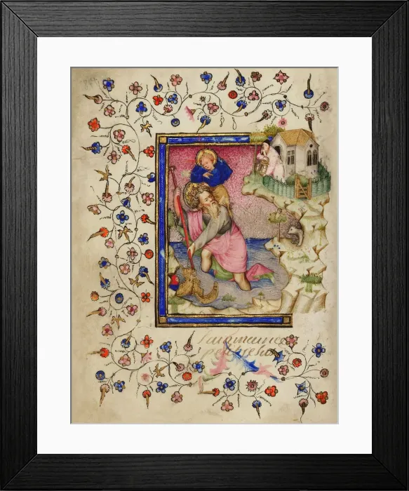 Framed Print : Saint Christopher. (From: Livre d heures a l usage de Rome), Between 1409 and 1419 Framed Print : Saint Christopher. (From: Livre d heures a l usage de Rome), Between 1409 and 1419