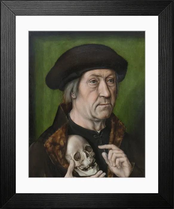 Framed Print : Self-Portrait with a Skull, c. 1520 Framed Print : Self-Portrait with a Skull, c. 1520