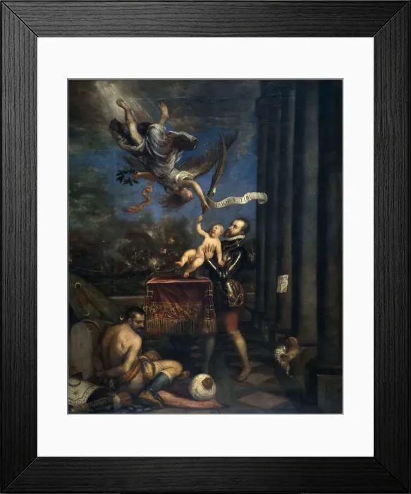 Framed Print : Philip II offering the Infante don Ferdinand to Victory, ca 1573-1575 Framed Print : Philip II offering the Infante don Ferdinand to Victory, ca 1573-1575
