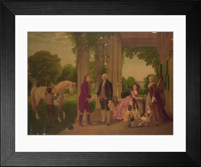 Framed Print : George Washington welcoming Marquis de Lafayette to his home at Mount Vernon, ca 1873-1875 Framed Print : George Washington welcoming Marquis de Lafayette to his home at Mount Vernon, ca 1873-1875