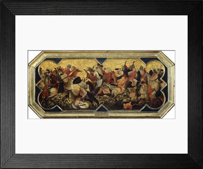 Framed Print : Cassone (marriage chest) with an oriental cavalry battle, ca 1400-1405 Framed Print : Cassone (marriage chest) with an oriental cavalry battle, ca 1400-1405