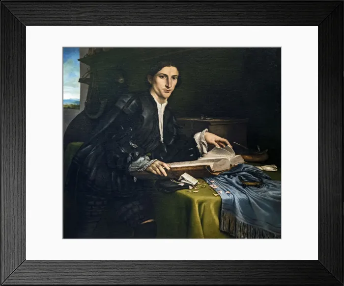 Framed Print : Portrait of a Gentleman in his Study, c. 1527