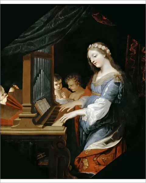 Saint Cecilia playing the organ