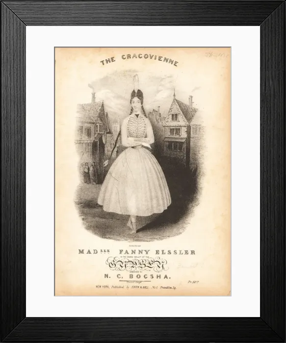 Framed Print : Fanny Elssler dancing the cracovienne, c. 1840 Framed Print : Fanny Elssler dancing the cracovienne, c. 1840