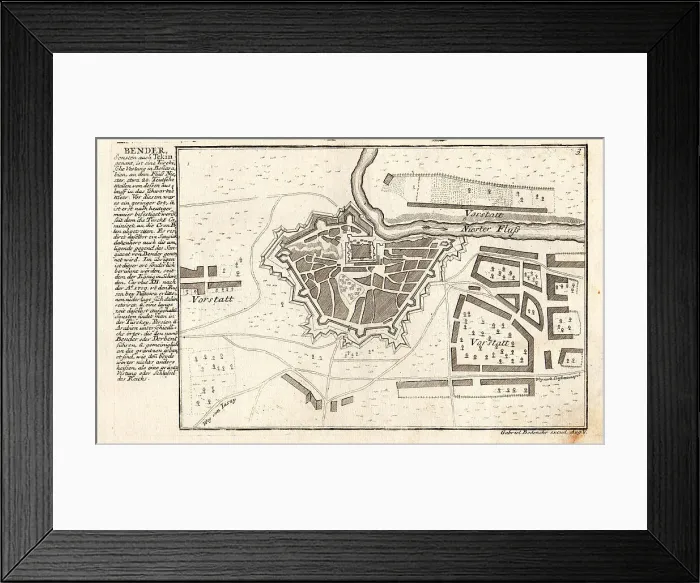 Framed Print : Bender, the Turkish fortress in Bessarabia, ca 1720 Framed Print : Bender, the Turkish fortress in Bessarabia, ca 1720