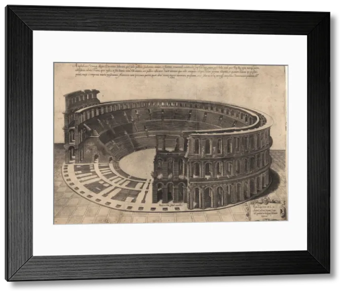 Framed Print : The Amphitheatre in Verona (series Speculum Magnificentiae Romanae), 1560 Framed Print : The Amphitheatre in Verona (series Speculum Magnificentiae Romanae), 1560