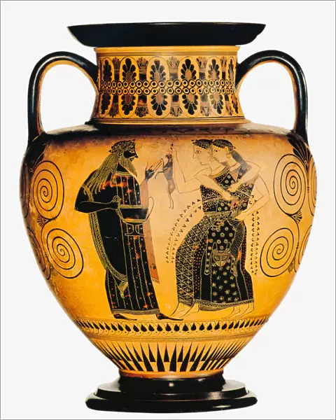 Dionysus and two Maenads. Attic black-figured amphora, ca 550-530 BC