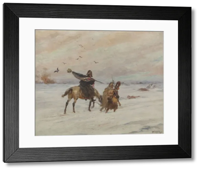 Framed Print : Standard-bearer during the retreat from Russia, 1928 Framed Print : Standard-bearer during the retreat from Russia, 1928