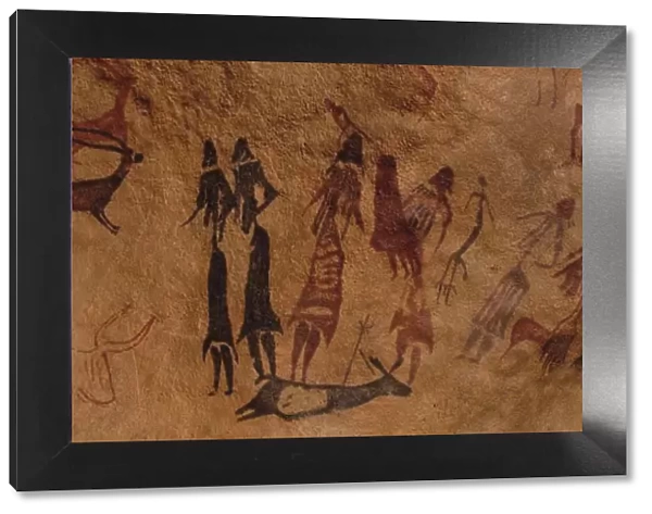 The dancers of Cogul. Cave painting from the Roca de los Moros (Roca dels Moros)