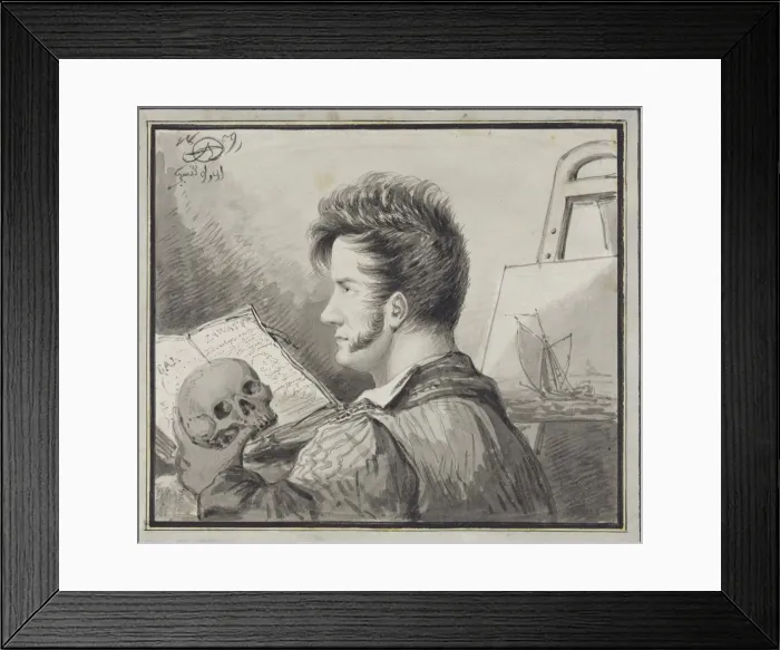 Framed Print : Self-portrait with skull, 1809 Framed Print : Self-portrait with skull, 1809