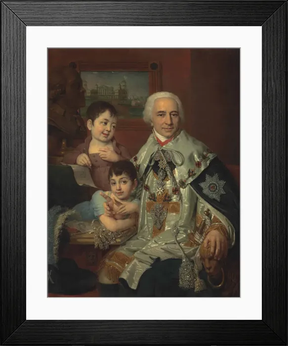 Framed Print : Portrait of Admiral Count Grigory Grigoryevich Kushelev (1754-1833) with children, 1809 Framed Print : Portrait of Admiral Count Grigory Grigoryevich Kushelev (1754-1833) with children, 1809