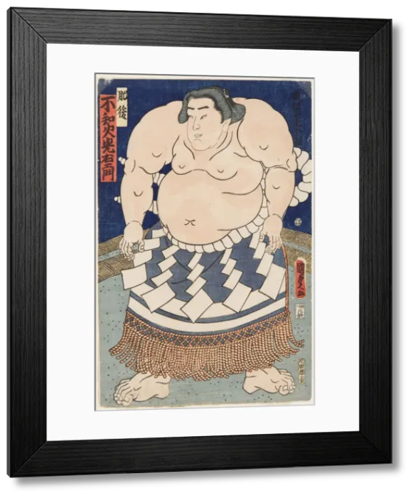 Framed Print : The wrestler Shiranui Mitsuemon, wearing an apron (kesho-mawashi), 1860 Framed Print : The wrestler Shiranui Mitsuemon, wearing an apron (kesho-mawashi), 1860
