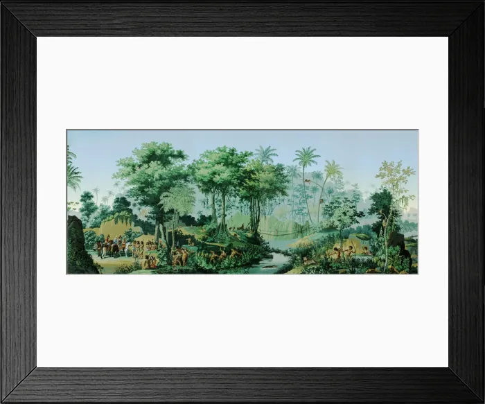 Framed Print : The Views of Brazil. Panoramic wallpaper (detail), c. 1830 Framed Print : The Views of Brazil. Panoramic wallpaper (detail), c. 1830