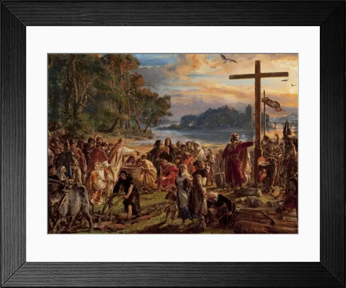 Framed Print : The Christianization of Poland, 966. From the series History of Civilization in Poland, 1889 Framed Print : The Christianization of Poland, 966. From the series History of Civilization in Poland, 1889