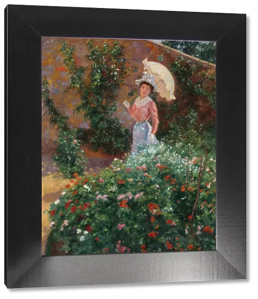 Young woman in a garden, c. 1890