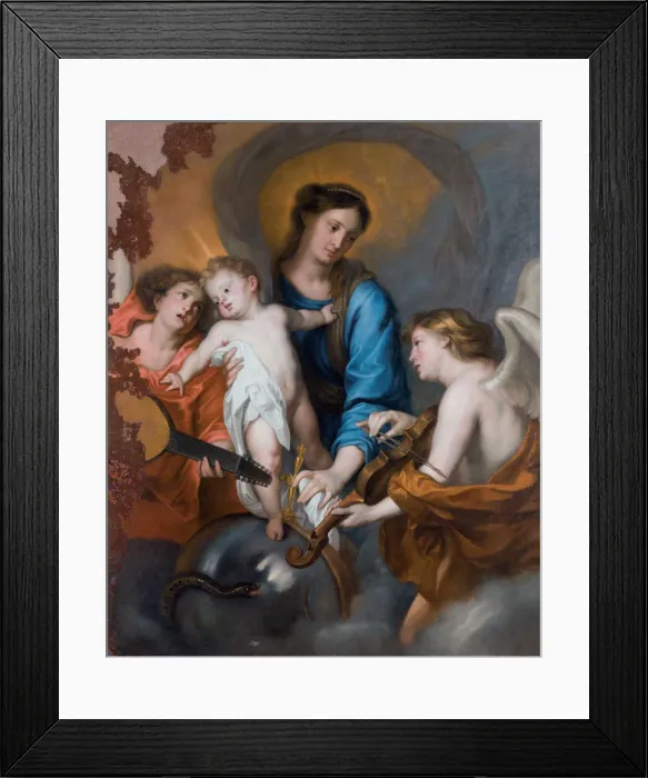 Framed Print : The Virgin and Child with Two Musician Angels Framed Print : The Virgin and Child with Two Musician Angels