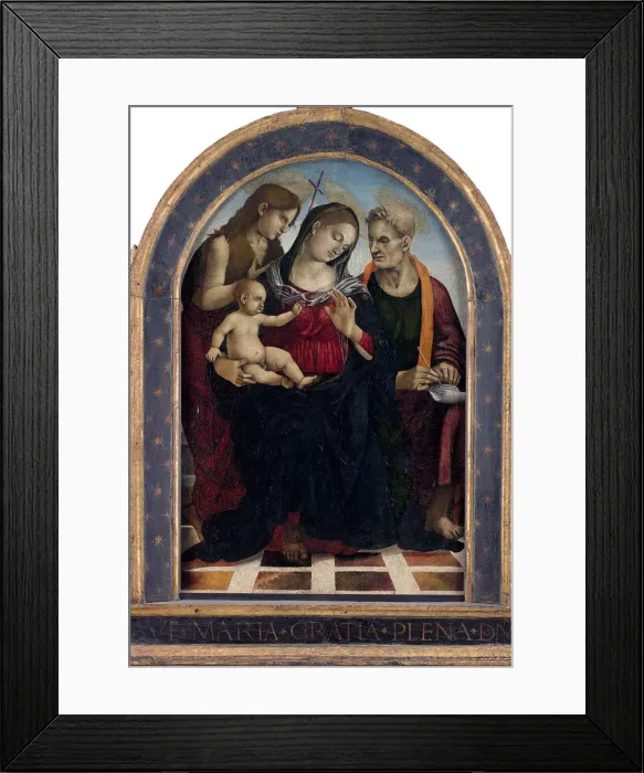 Framed Print : The Virgin and Child with Saints John the Baptist and John the Evangelist, c. 1490