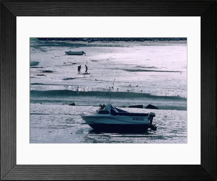 Framed Print : Boat at low tide, Port-en-Bessin, Normandy, France Framed Print : Boat at low tide, Port-en-Bessin, Normandy, France
