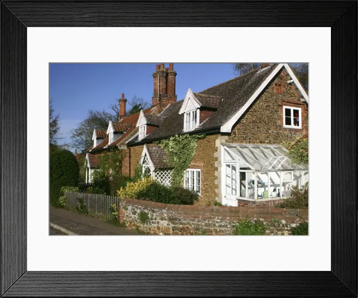 Framed Print : Cottages in the village of Castle Rising, Kings Lynn, Norfolk, 2005 Framed Print : Cottages in the village of Castle Rising, Kings Lynn, Norfolk, 2005