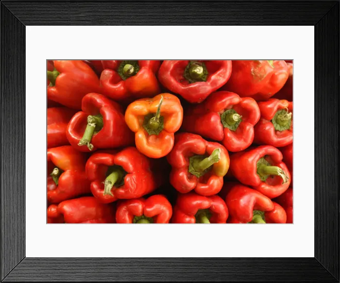 Framed Print : Red peppers in a market, Mallorca, Spain Framed Print : Red peppers in a market, Mallorca, Spain