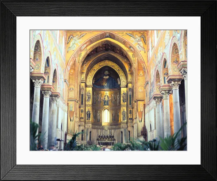 Framed Print : Cathedral interior with mosaics, Monreale, Sicily, Italy Framed Print : Cathedral interior with mosaics, Monreale, Sicily, Italy