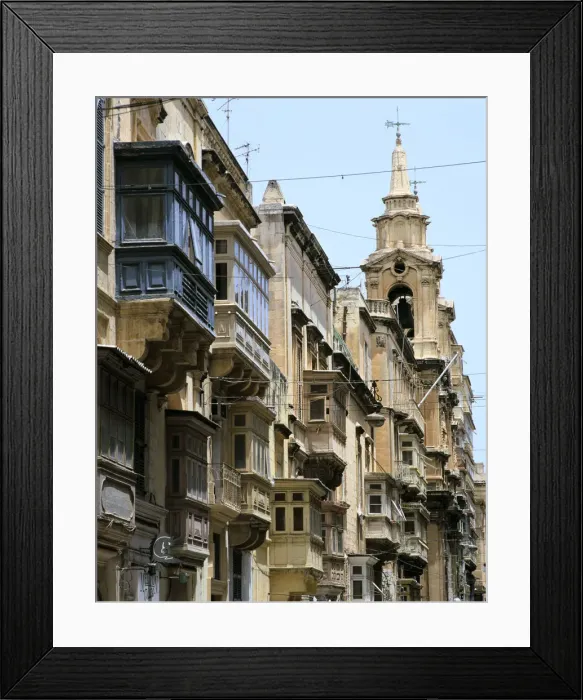Framed Print : Balconies, St Pauls Street, Valletta, Malta Framed Print : Balconies, St Pauls Street, Valletta, Malta