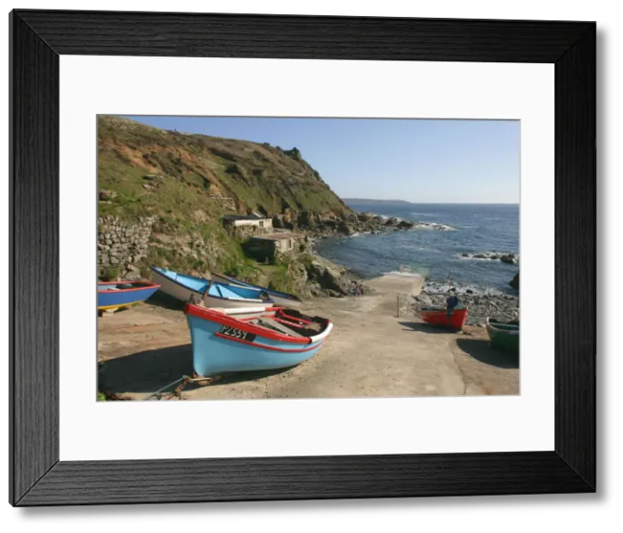 Framed Print : Boats on the slipway at Cape Cornwall, Cornwall