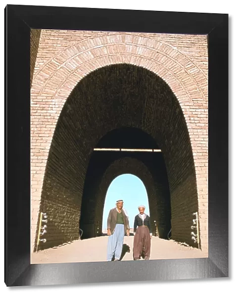 Two workmen outside the Mashki Gate, Nineveh, Iraq, 1977