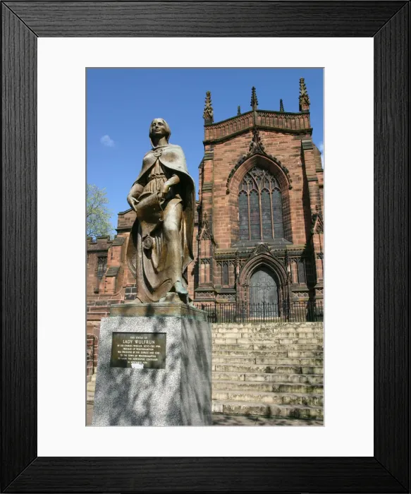 Framed Print : Lady Wulfrun statue and St Peters Church, Wolverhampton, West Midlands Framed Print : Lady Wulfrun statue and St Peters Church, Wolverhampton, West Midlands