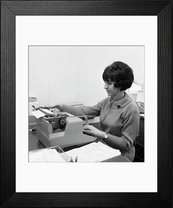 Framed Print : Typist, 1967. Artist: Michael Walters Framed Print : Typist, 1967. Artist: Michael Walters