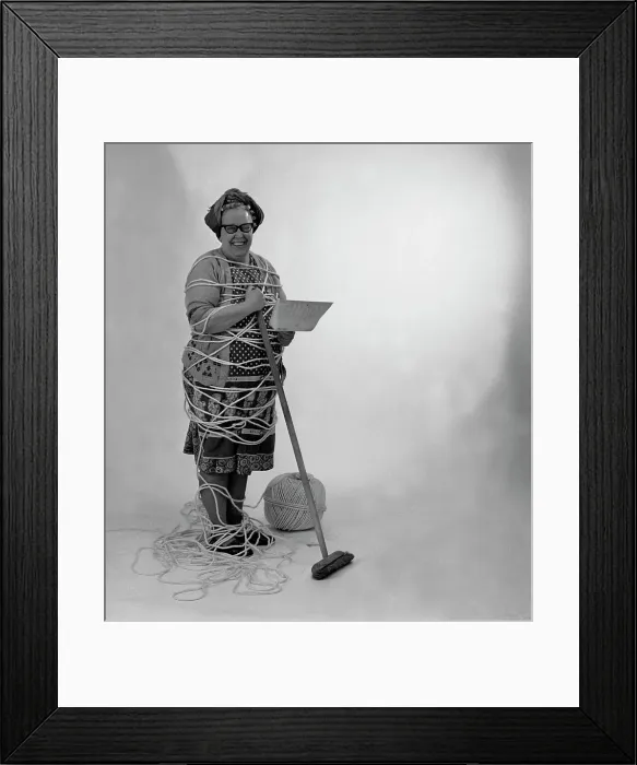 Framed Print : Charlady, photo for a press advertisment for twine, 1966. Artist: Michael Walters Framed Print : Charlady, photo for a press advertisment for twine, 1966. Artist: Michael Walters