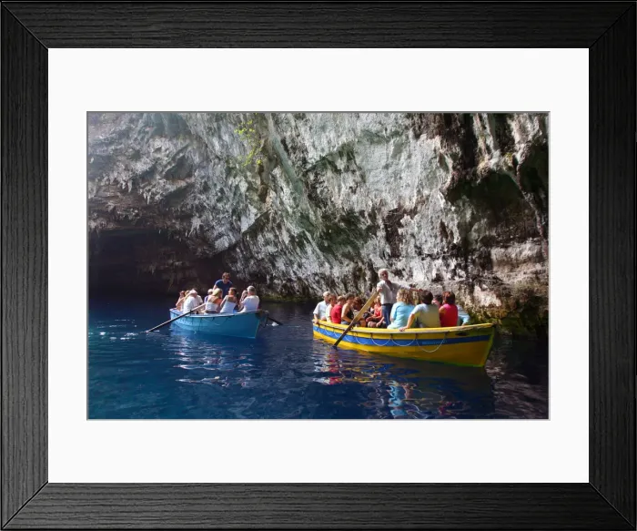 Framed Print : Tourist boats, Melissani Lake, Kefalonia, Greece Framed Print : Tourist boats, Melissani Lake, Kefalonia, Greece
