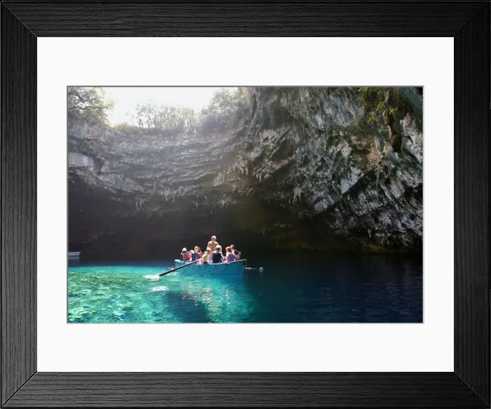 Framed Print : Tourist boat on Melissani Lake, Kefalonia, Greece Framed Print : Tourist boat on Melissani Lake, Kefalonia, Greece