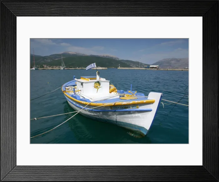 Framed Print : Boat in the harbour of Sami, Kefalonia, Greece Framed Print : Boat in the harbour of Sami, Kefalonia, Greece